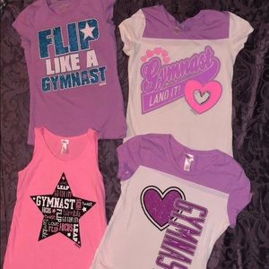 Justice lot of girls gymnastics shirts.